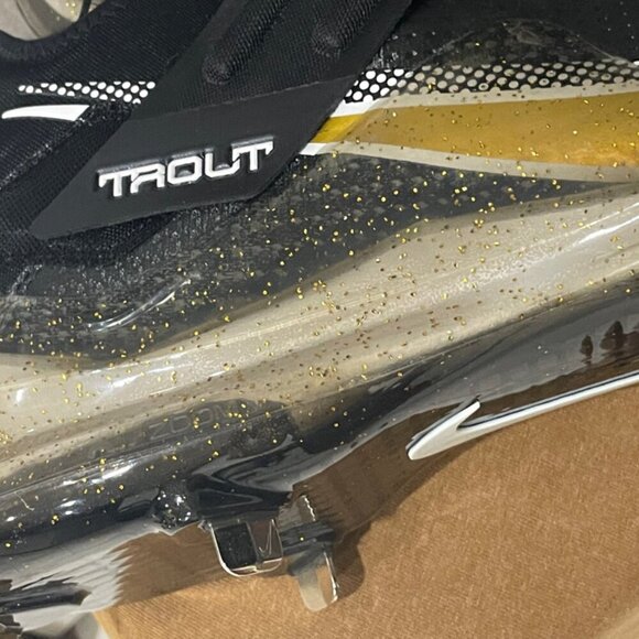 NIKE FORCE ZOOM TROUT BLACK METALLIC GOLD WHITE MEN CLEATS SZ 16 FOOTBALL SPORTS - Picture 10 of 16